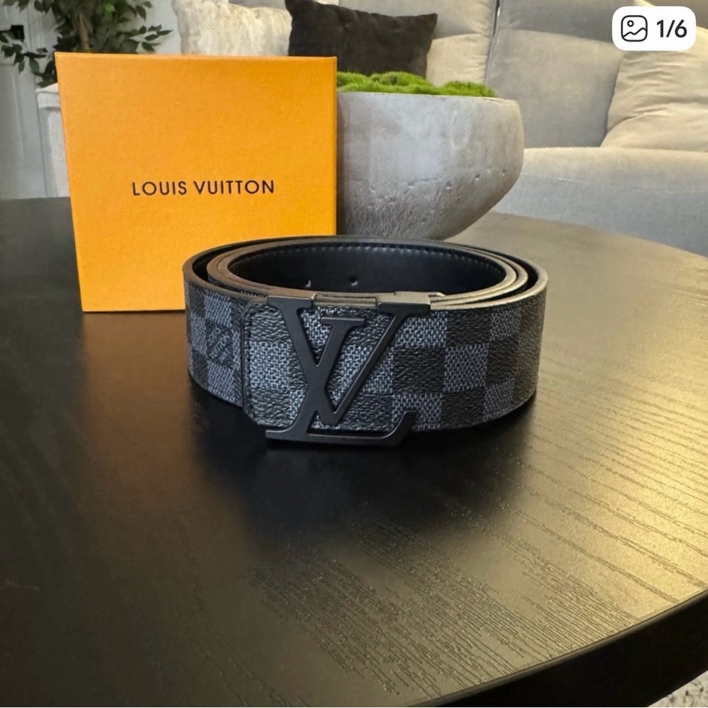 Louis Vuitton Monogram Black and Gray Men's Belt